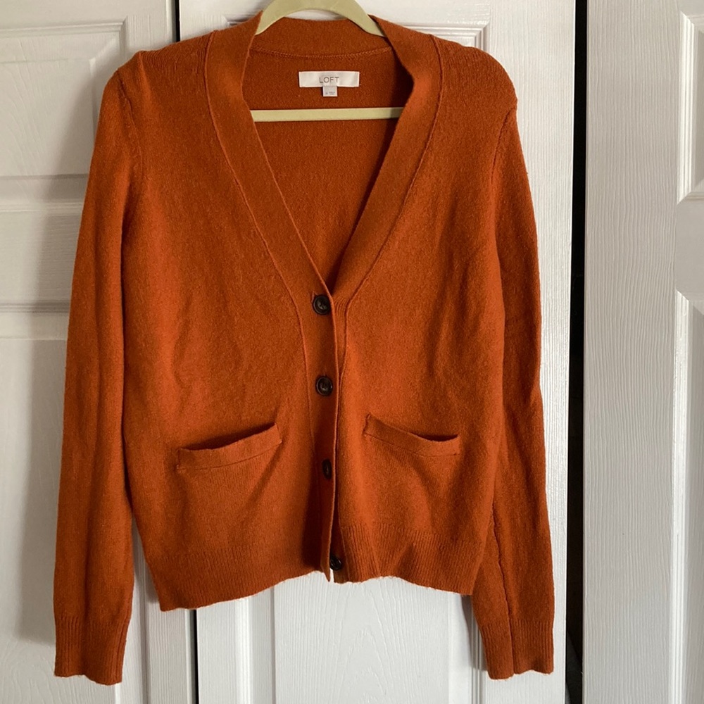 Loft Burnt Orange Cardigan with Pockets - Medium